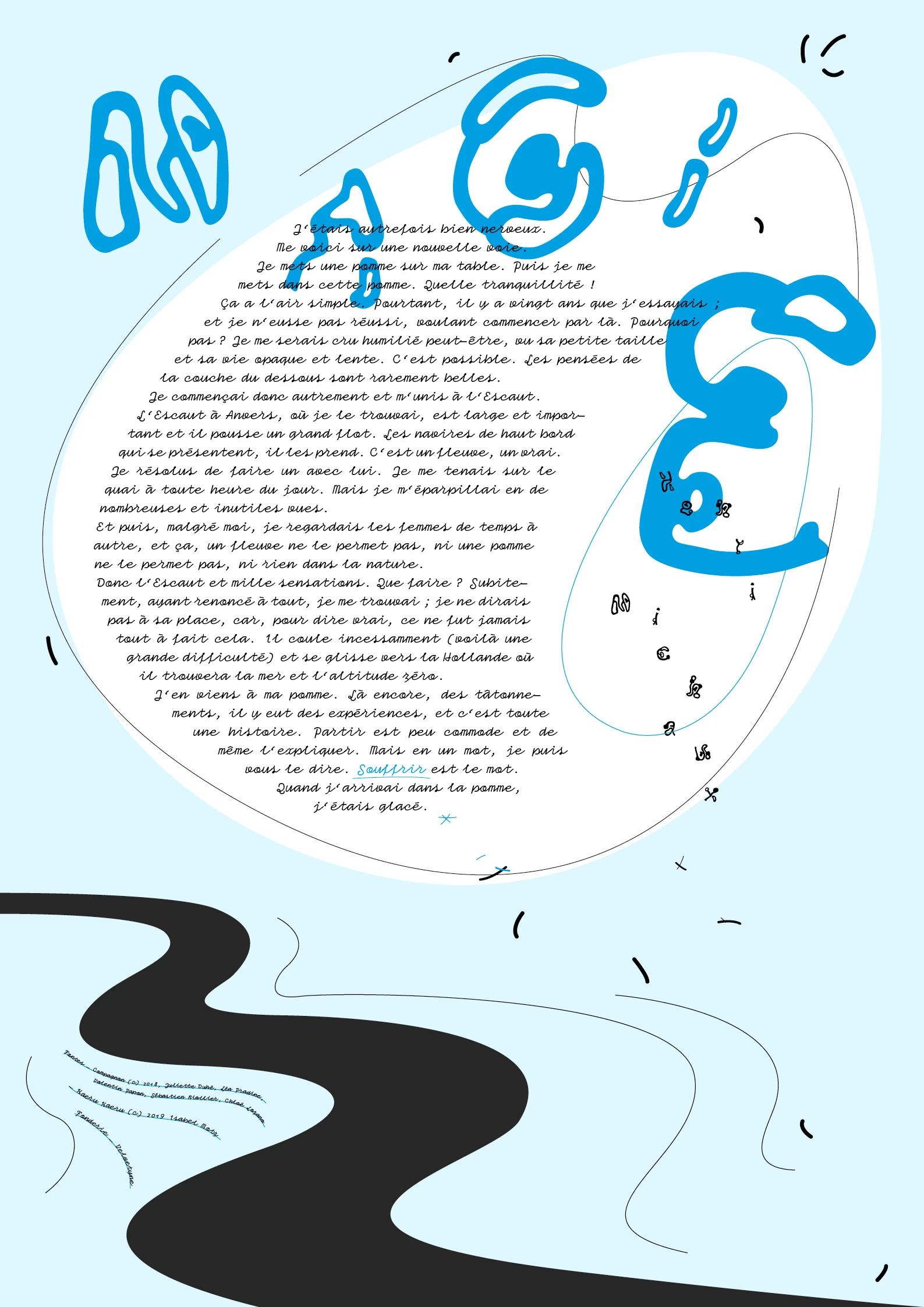 Affiche illustrant un poème de Henri Michaux